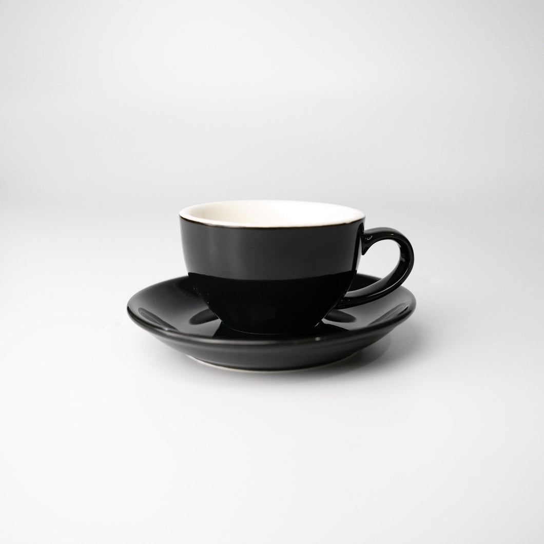 Precision Cup & Saucers in Gloss Black